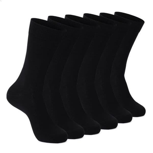 6 Pairs Mens Dress Socks Black Plus Size High Quality Combed Cotton Crew Socks Black Cool Breathable Casual Socks for men 240925