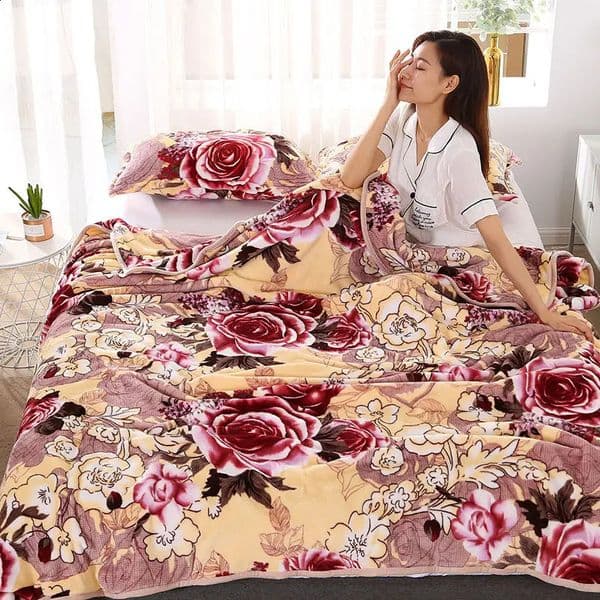 Super soft coral velvet blanket double bed sheet flannel cover blanket air conditioning blanket excluding pillowcase 240923