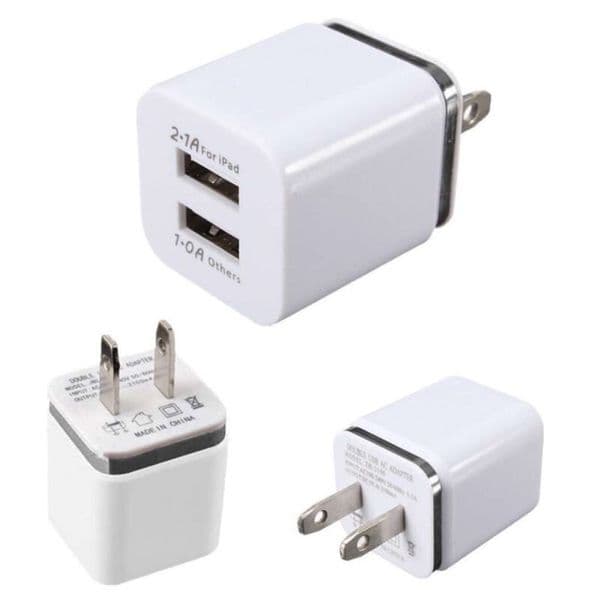 2in1 Dual Port USB Charging Adapter Head Universal Charger 5V 2.1A USB Power Adapter for IPhone 7 8 Plus X 11 12 13 14 Samsung Xiaomi Lg Smart Mobile Phone Plug