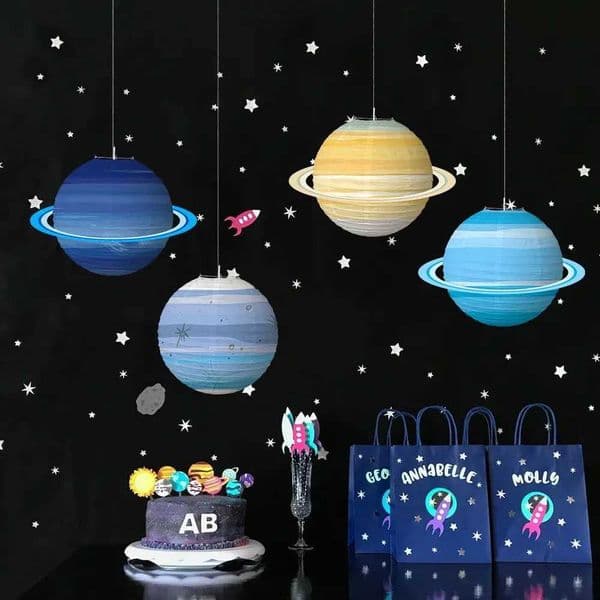 Eight planets foldable star paper lantern outer space planet themed birthday party decoration childrens planet paper lantern B240925