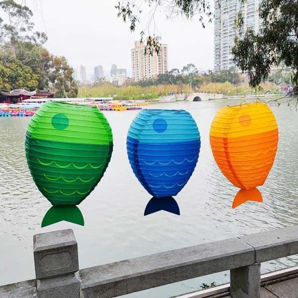 Innovative handmade exquisite fish shaped paper lantern craftsmanship for courtyard decoration fish paper lanterns B240925