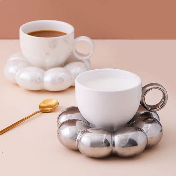 200ml ceramic cloud coffee cup with sunflower sauce cute milk afternoon tea modern living room home decoration 240923