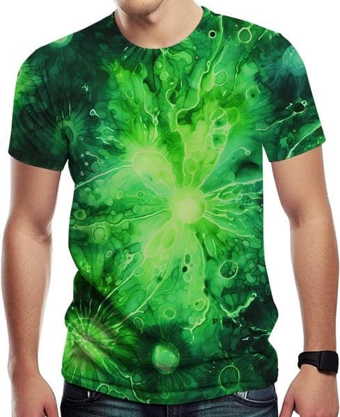 Mens T shirt Novelty Colorful Tie-Dye 3D Pattern Short Sleeve Casual Tropical River Water Shirt Tee Top,Green, graphic tee Casual tops summer free shipping