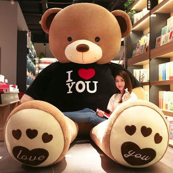 2026 New Game And Toy 100Cm Plush Teddy Bear Giant Tshirt Soft Filled Animal Doll Barbecue Stuff Animal Friend Child Wife Birthday Valentines Day Deco B