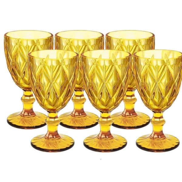 Vintage Glasses Drinking Wine Amber Colored Glassware Water Goblets Bulk Pretty Cups