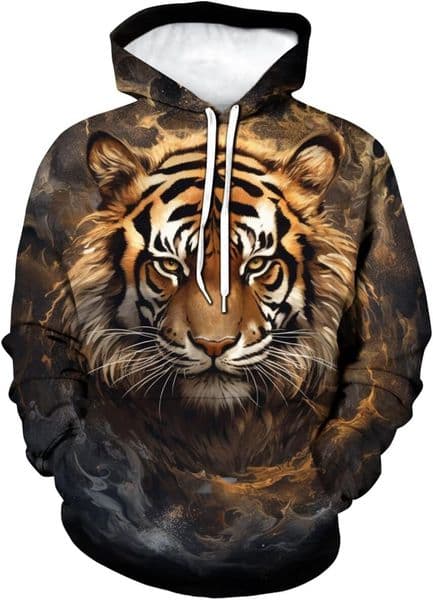 Hoodie for Mens Womens Mens Novelty Tiger Pattern Hoodies 3D Printed Sweatshirt Pullover with Pocket Graphic Hoodies sweatshirt