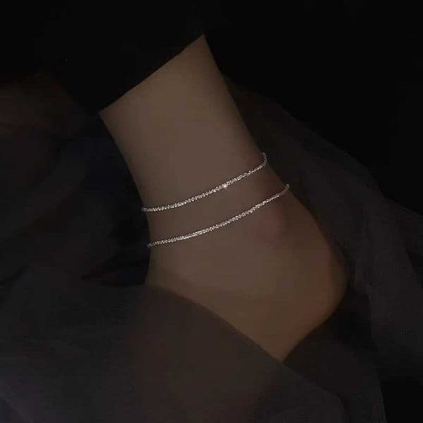 3PCSSparkling Anklet 2022 Summer Temperament Light Luxury Niche Design Sparkle Starry Beach Anklet Bracelet Necklace Jewelry GiftX240926