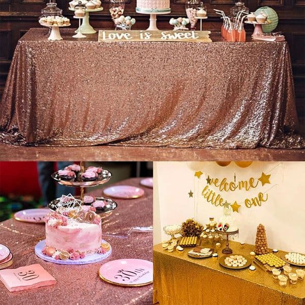 Rectangular sequin tablecloth rose gold glitter table cover for wedding decoration parties banquets home decoration 180x120cm 240923