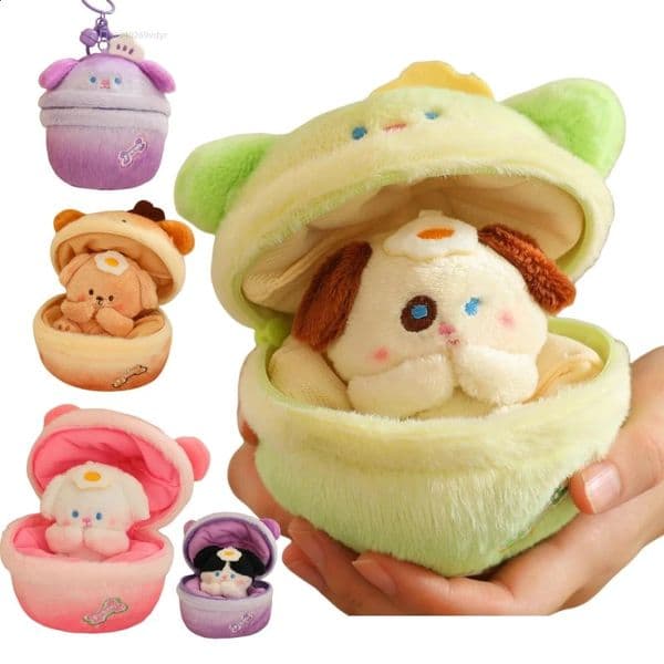 Dog Egg Series Plush Bag Key Pendant Decoration in Candy Color Soft Cartoon Doll Birthday Gift for Boys and Girls 240925