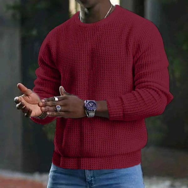 Male Solid Color Plaid Shirt Autumn Hot Long Sleeve Pullover Casual Round Neck Hoodless Sweatshirt Mens Oversized Loose TopsXJ240926