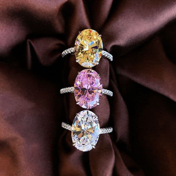 Sterg Sier Oval Pink Dia Eternity Wedding Engagement Band Ring
