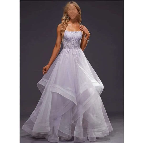 Prom Long Elegant Tulle Evening Dress Sleeveless Wave Multilayer Party Dresses For Women 2024 Backless Formal Tail Gown New es mal