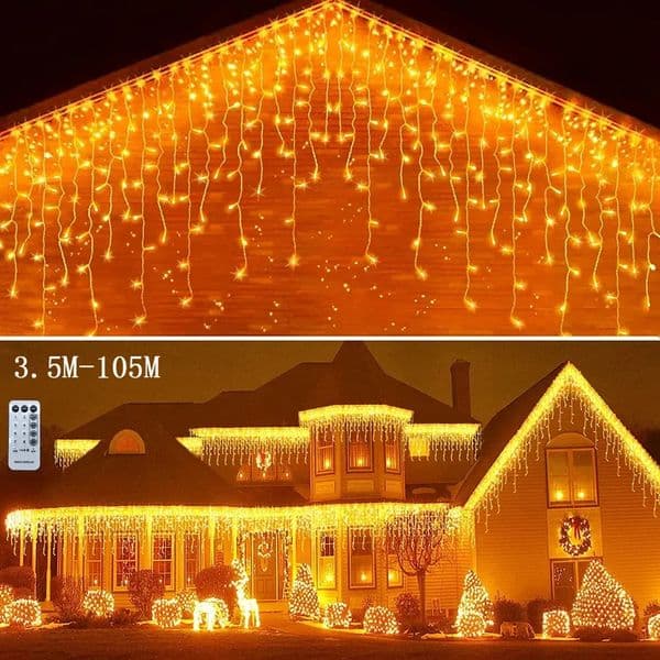 Home Outdoor LED Curtains Ice String Lights Street Garden Winter 3M35M Year Decoration 240927
