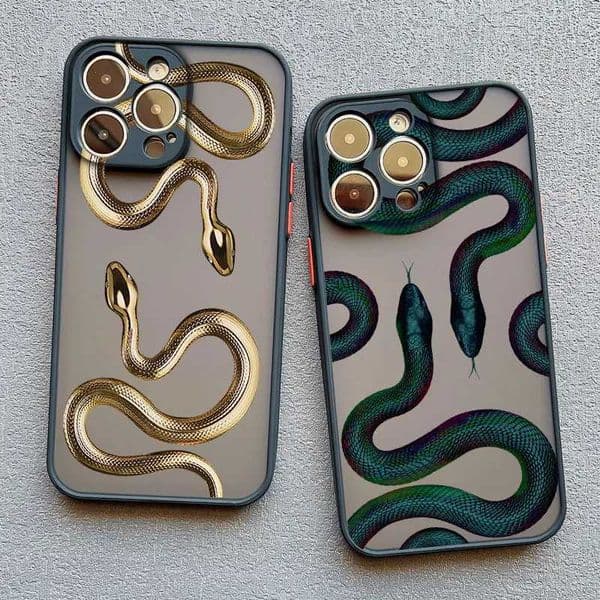 Luxurious Black Gold Snake Phone Case for IPhone 16 Plus 15 14 13 12 11 Pro Max Mini X XR Unique Dragon Shockproof Back Cover 26L0424