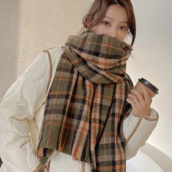Thick Warm Scarf Knitted Rainbow Plain Winter Scarf Windproof Skiing Motorcycle Scarf Bicycle Skiing 240926