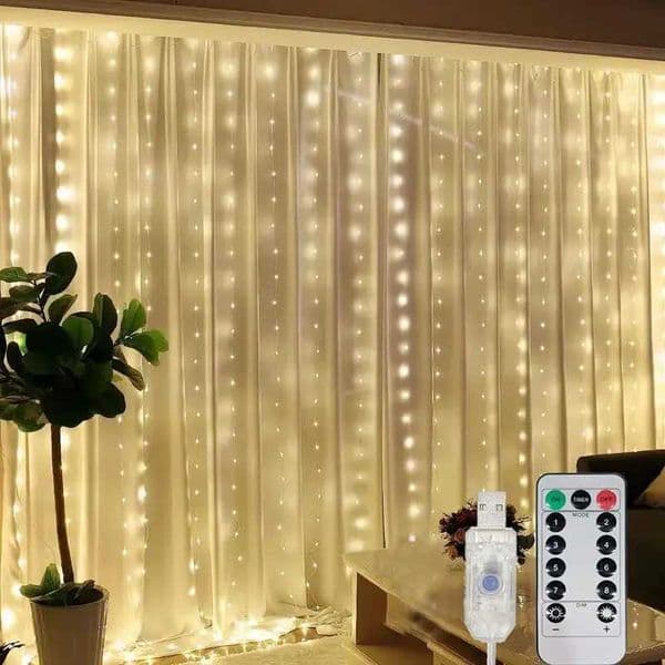 LED Garden Curtain Light 8-Mode USB Remote Control Fairy Light String Light Wedding Christmas Decoration Home Bedroom New Year Light Y240927