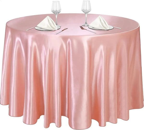 Round satin tablecloth rose gold bright silk tablecloth used for wedding banquets solid color wedding birthday table decoration 240923