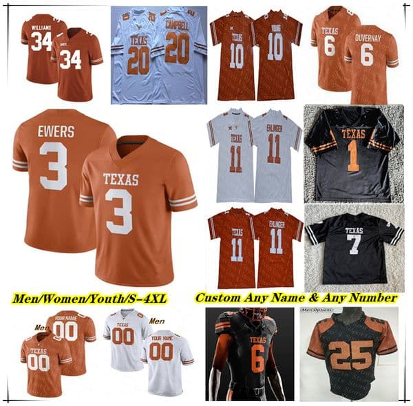 Longhorns College Football Jersey Quinn Ewers Arch Manning Jerrick Gibson Jaydon Blue Ryan Wingo Isaiah Bond Gunnar Helm Anthony Hill Jr Jahdae Barron Ricky William