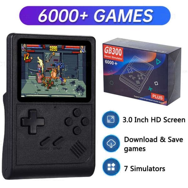 GB300 Portable Handheld 3.0 inch Screen Retro Video Game Console Built-in 6000 Games Support AV Output
