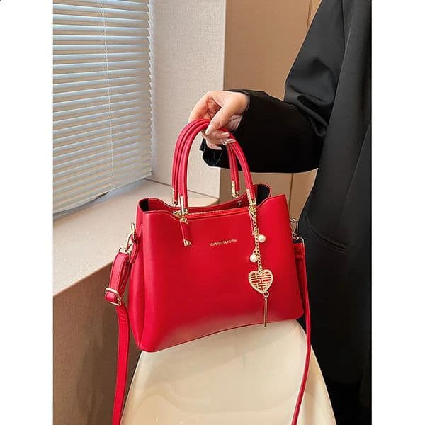 Korean Fashion Red Bridal Wedding Bag for Women High Quality Single Shoulder Cross Bag Square Bag 240924