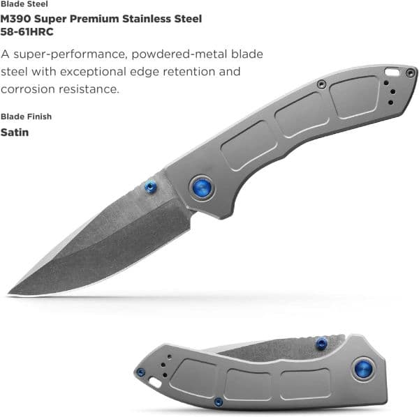 Bm 748 knife EDC with Gray Titanium folding knife Handle Folding Knife m390 steel blade