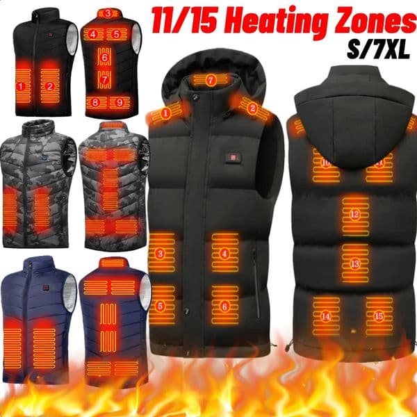 15 zone Usb jacket mens vest womens tactical down heats the body and keeps warm fishing suit 240927