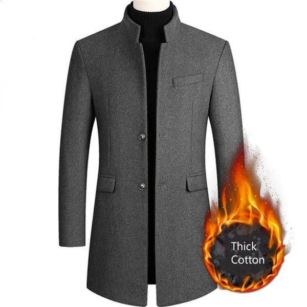 Winter Fashion Men Slim Fit Long Sleeve Cardigans Blends Coat Jacket Suit Solid Mens Long Woolen Coats 240918