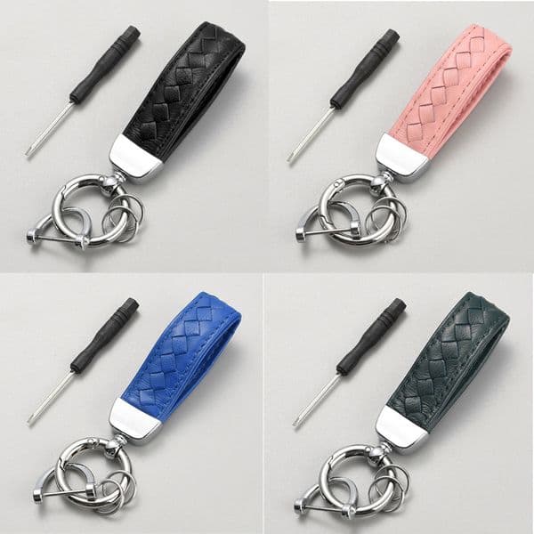 Designer Keychains Men Women Car Key chains Keyring Lovers Keychain Real Leather Weave Pendant Key Ring Accessories With Screwdriver 01