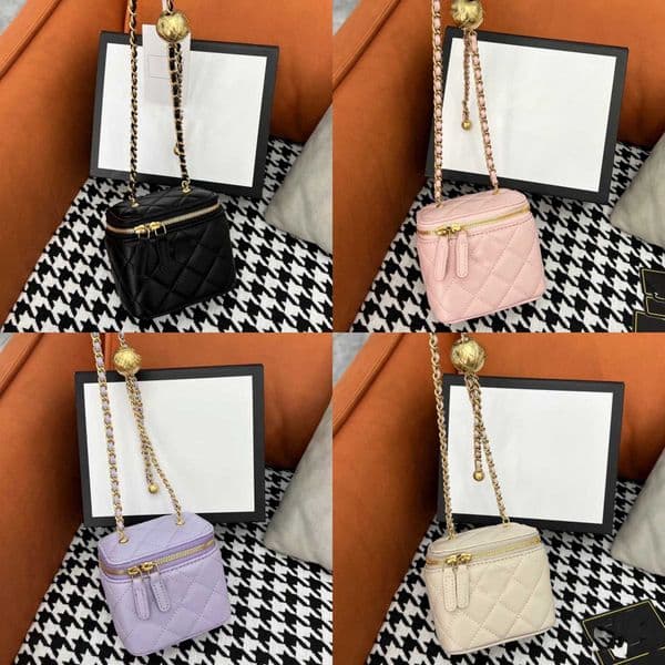 Designer bag Golden Ball Mini Women CC Crossbody Cosmetic Bag Adjustable Crossbody bag Chain Leather Quilted Luxury Handbag Coin Purse Shopping Makeup bag 11CM