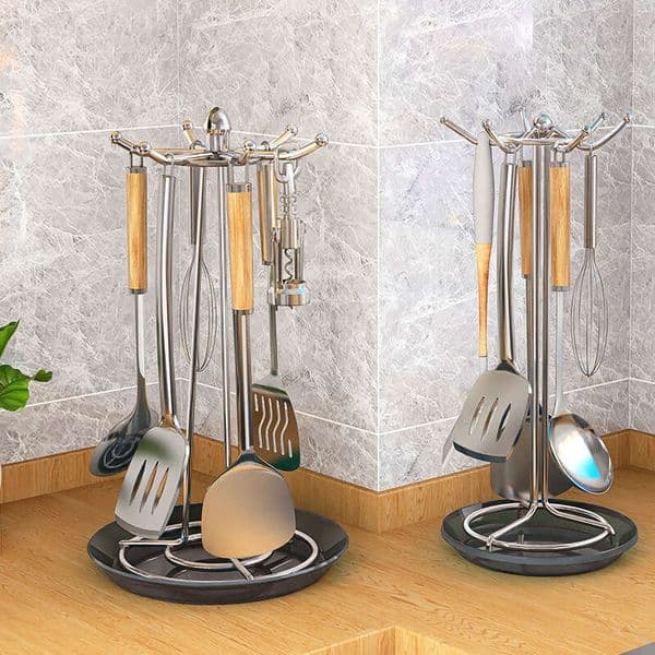 () Kitchen Stainless Steel Upgraded, Thickened, Stable, And Rotatable Spatula Holder