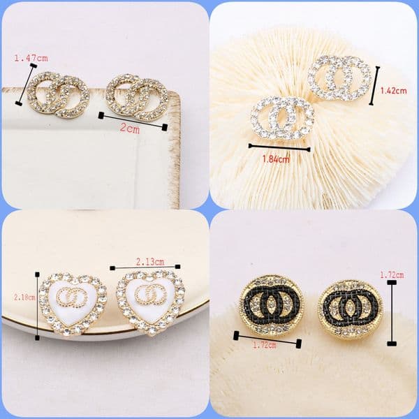 Simple 925 Silver Letters Stud Earrings Women Girls Geometry inlay Crystal Rhinestone Pearl Earring Luxury Wedding Party Designers Jewerlry Merry Christmas Gifts