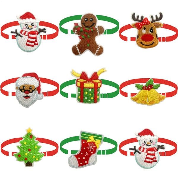 Christmas cloth sticker style dog bow tie adjustable small cat snowman Santa Claus accessories 240929