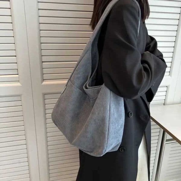 Canvas Shoulder Womens Tote Bag Corduroy Simple Casual Large Capacity Designer Handbags for Women Travel Solid Shopper BagXJ240928