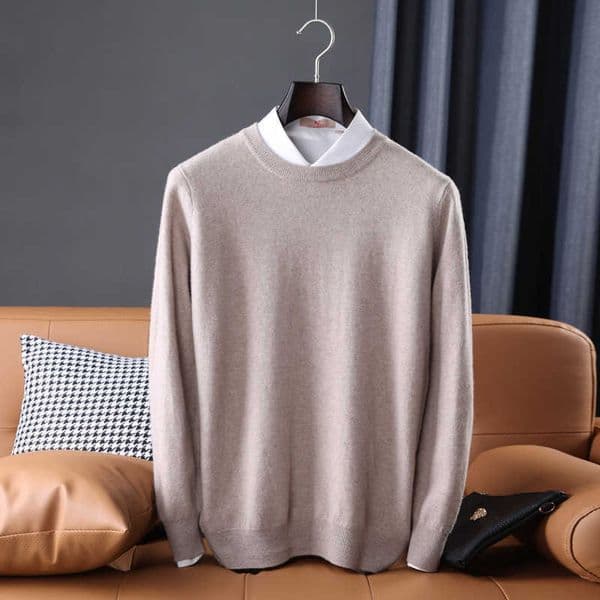 Autumn and Winter Round V-neck New Woolen Sweater for Men Loose Solid Color Interior Set Large Cap Casual Sweater Base SweaterXJ240930