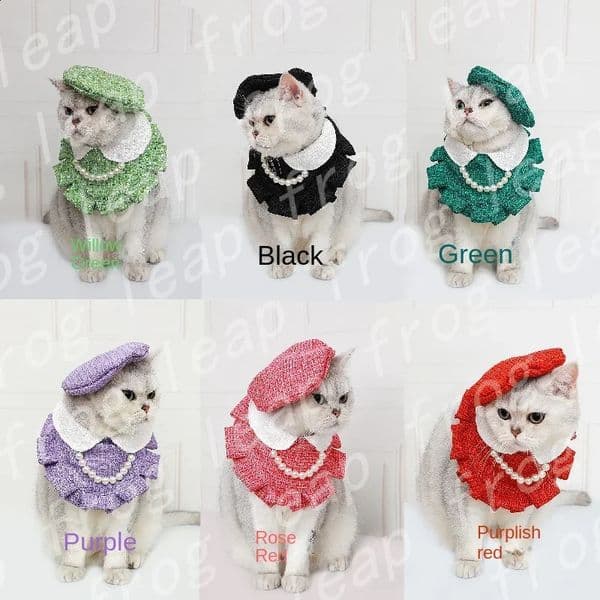 Christmas novel Bandana hat cat puppy pet collar beret paint doll head bib 240929