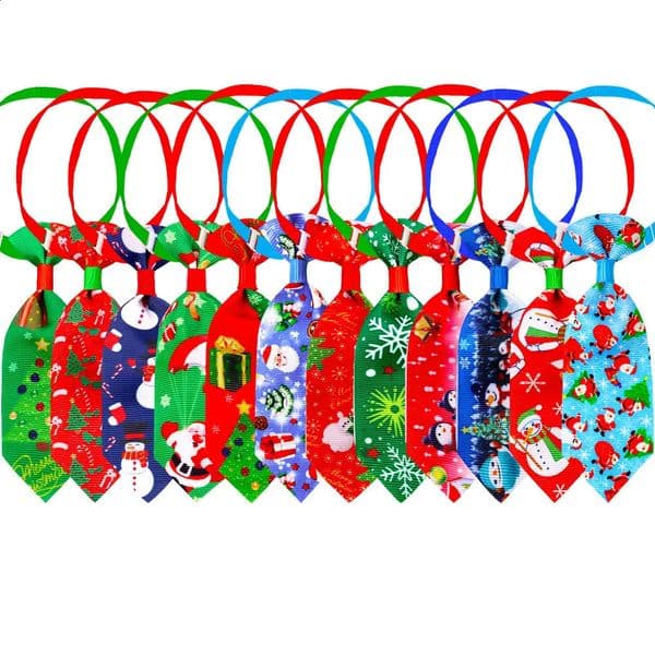 50100ps Christmas Dog Accessories Pet Cat Necklace Bow Supplies 240929