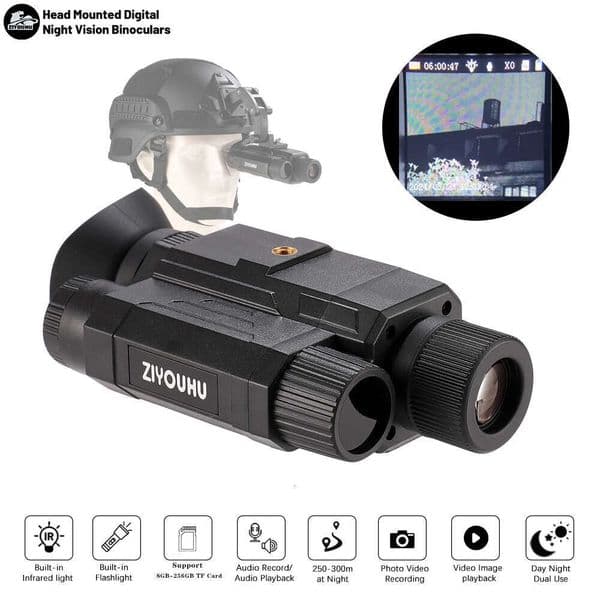 LG66 Infrared Monocular 8X Zoom Hunting Digital Night Vision Goggles 1080P Video Camera for Helmet Long Range Viewing