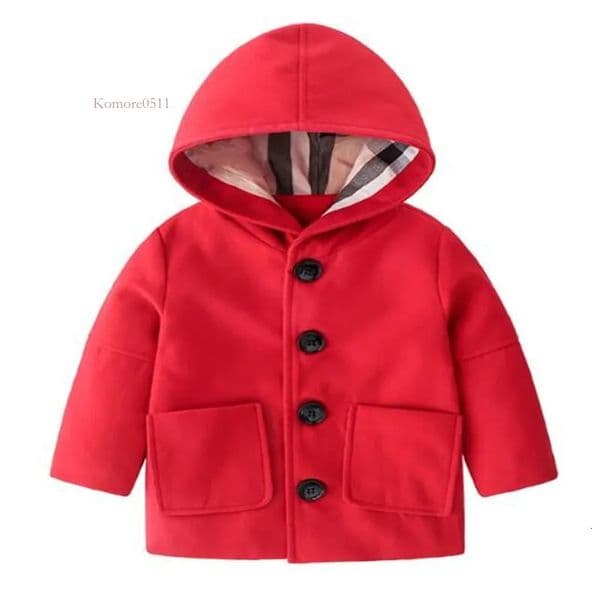 Kids Coat Boys Girl Woolen Outwear Autumn Winter Princess Solid Medium Length Single Breasted Windbreaker Overcoat Fashion Plaid Children Clothing 7291