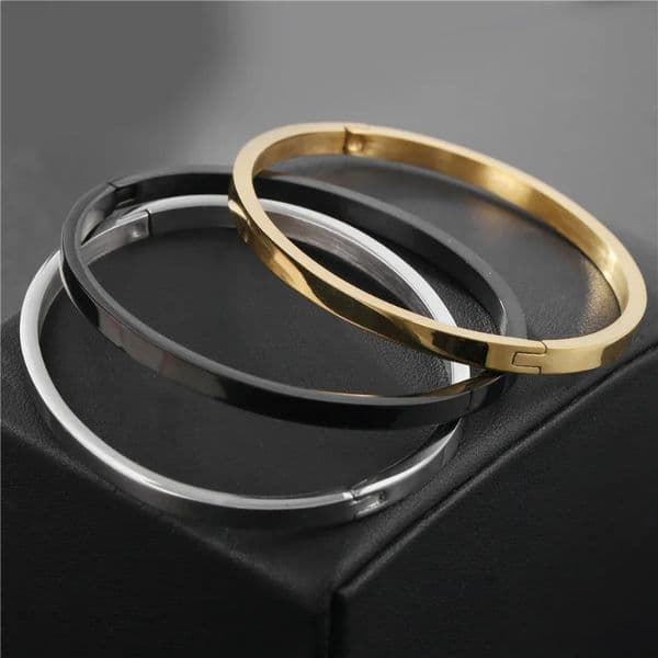 Fashion Cuff Bracelets Bangles Men Women Stainless Steel Gold Color Silver Black Bangle Bracelet Jewelry 240919