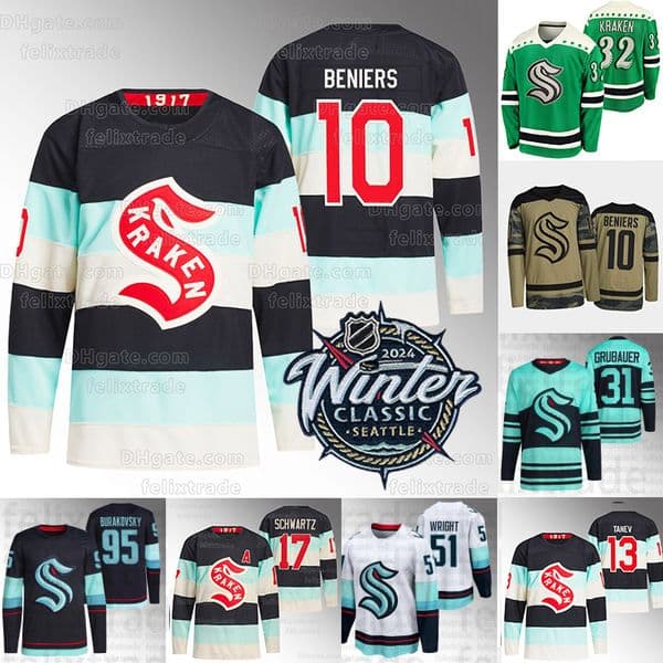 Matty Beniers Seattle 2024 Winter Classic Jersey Philipp Grubauer Yanni Gourde 7 Eberle Shane Wright Jaden Schwartz Morgan Geekie Kraken Martin Jones Jared McCann