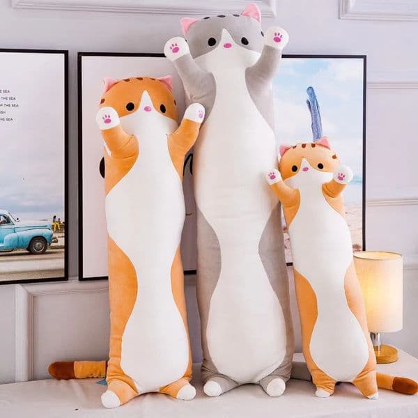 507090110130cm Cute Soft Long Cat Pillow Stuffed Plush Toys Office Nap Home Comfort Cushion Decor Gift Doll Child 240103