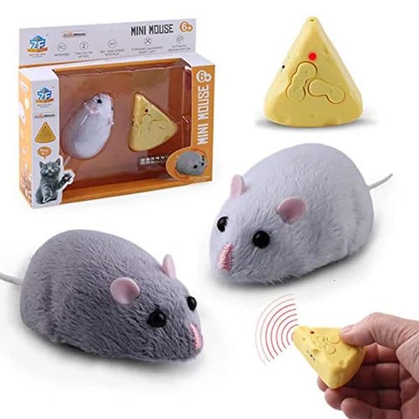 Remote Control Mouse Toys for Cats Interactive Electronic Cat Teasing Toy Plush Emulation Rat Mice 360° Rotating Toy for Dog Pet 240103