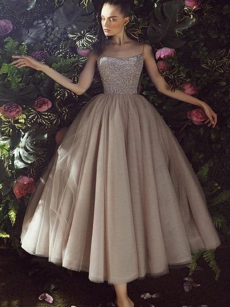 Best Selg Short Women Prom Party Dress 2024 Straps Beading Sequins Tulle Tea Length Evening Formal Gowns Vestidos De Feast