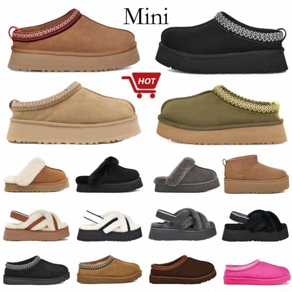 Womens slippers Tazz Chestnut Fur Slides Dheepskin Shearling slipper Tasman Classic Ultra Mini Platform Boots women snow Wool Blend Winter Australia Booties