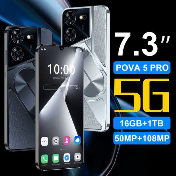 pova 5 pro new crossborder mobile phone 7 3inch 161t android foreign trade smart phone source factory delivery