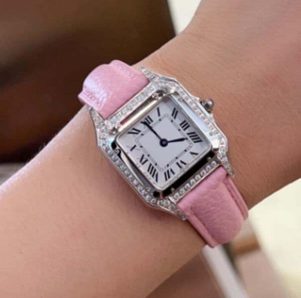 Newly launched 10 Style new version ultrathin 6MM woman Wristwatches Sapphire 27mm*37mm diamond border Swiss quartz Quartz Movement Leather strap women's watches