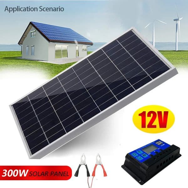 300W Solar Panel Kit Complete 12V Polycrystalline USB Power Portable Outdoor Rechargeable Cell Generator for Home 240108