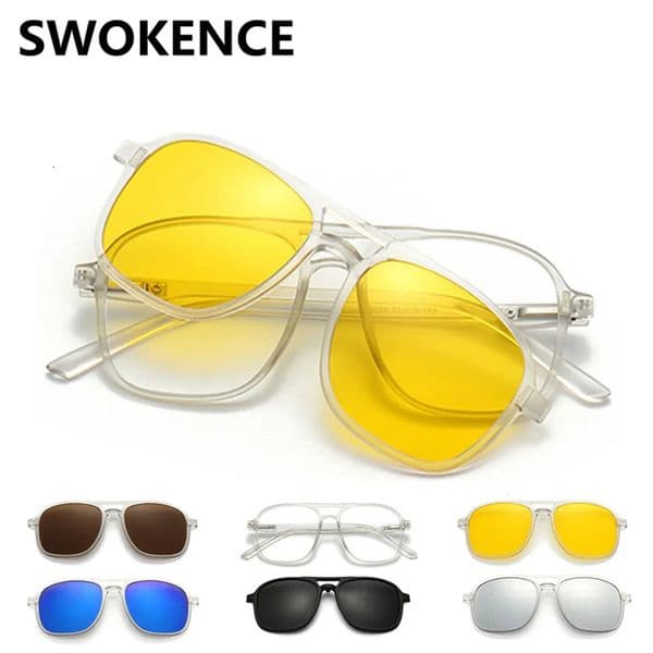 High Quality Sunglasses Men Women 6 In 1 Magnetic Clips On Glasses Plastic Optical Prescription Eyeglass Frames Magnet Clip S511 240109