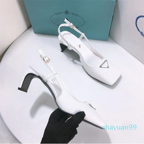2024 designer Women Leather high heels Sandals Dress Shoes Summer Fashion Coarser heel Metal lady High