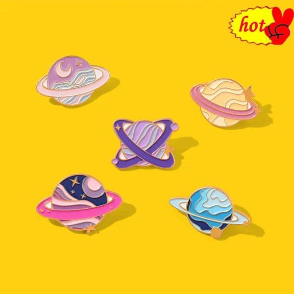 purple pink space star metal design Badges Brooch Enamel Pins label Bag Backpack hat Jewelry gift accessories